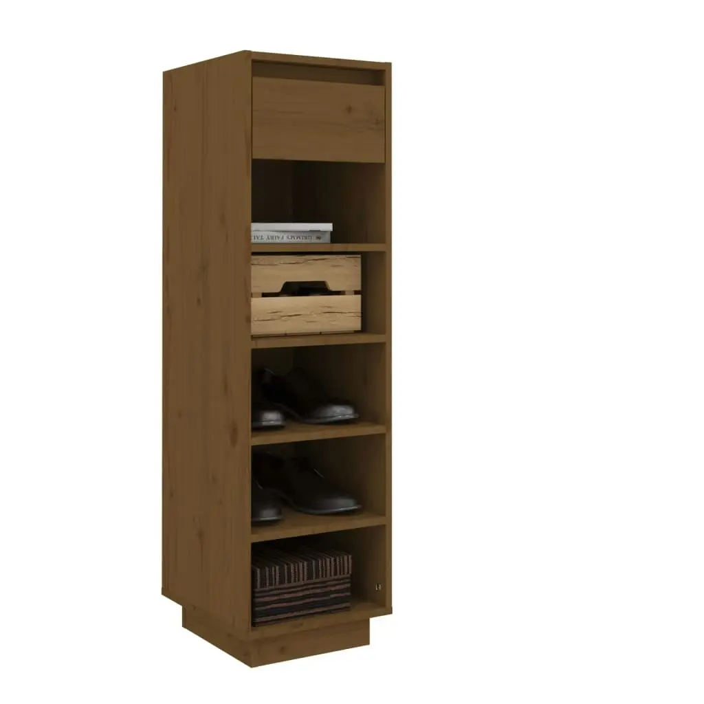 Shoe Cabinet Honey Brown 30x34x105 cm Solid Wood Pine 813558