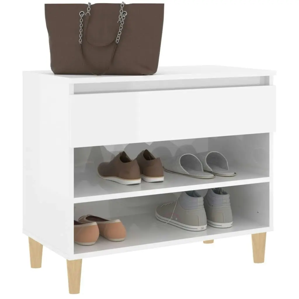 Shoe Cabinet High Gloss White 70x36x60 cm Engineered Wood 819758