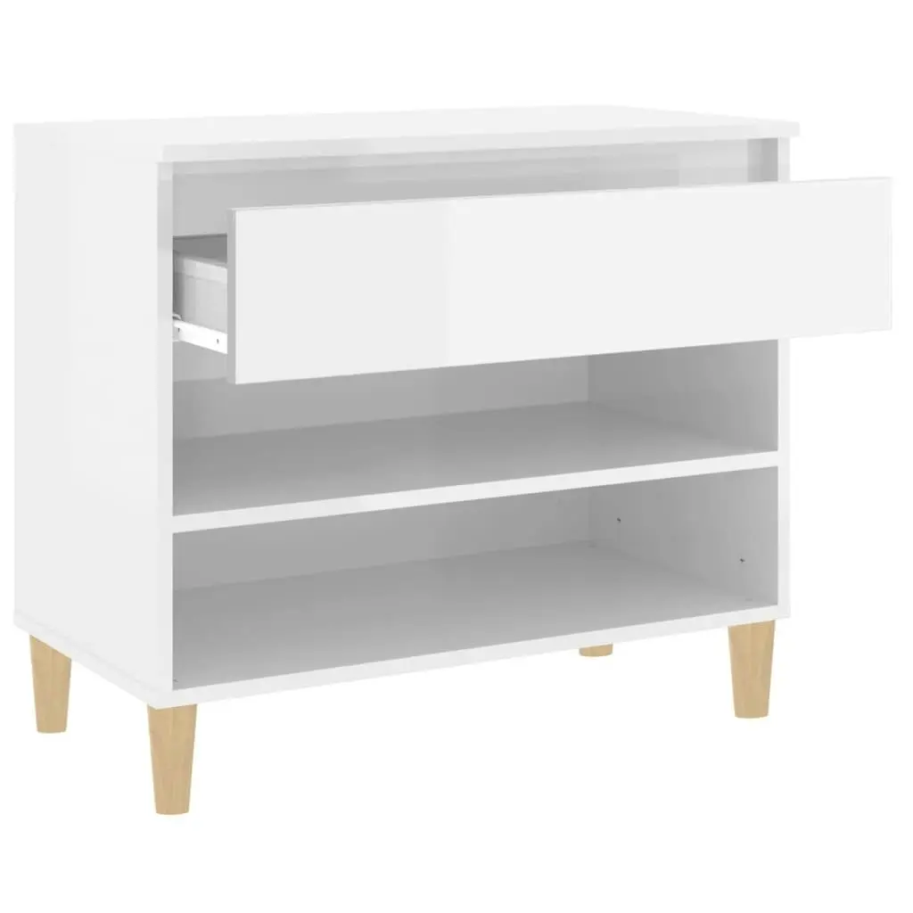 Shoe Cabinet High Gloss White 70x36x60 cm Engineered Wood 819758