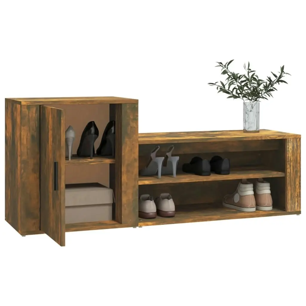 Shoe Cabinet Smoked Oak 130x35x54 cm Engineered Wood 816749