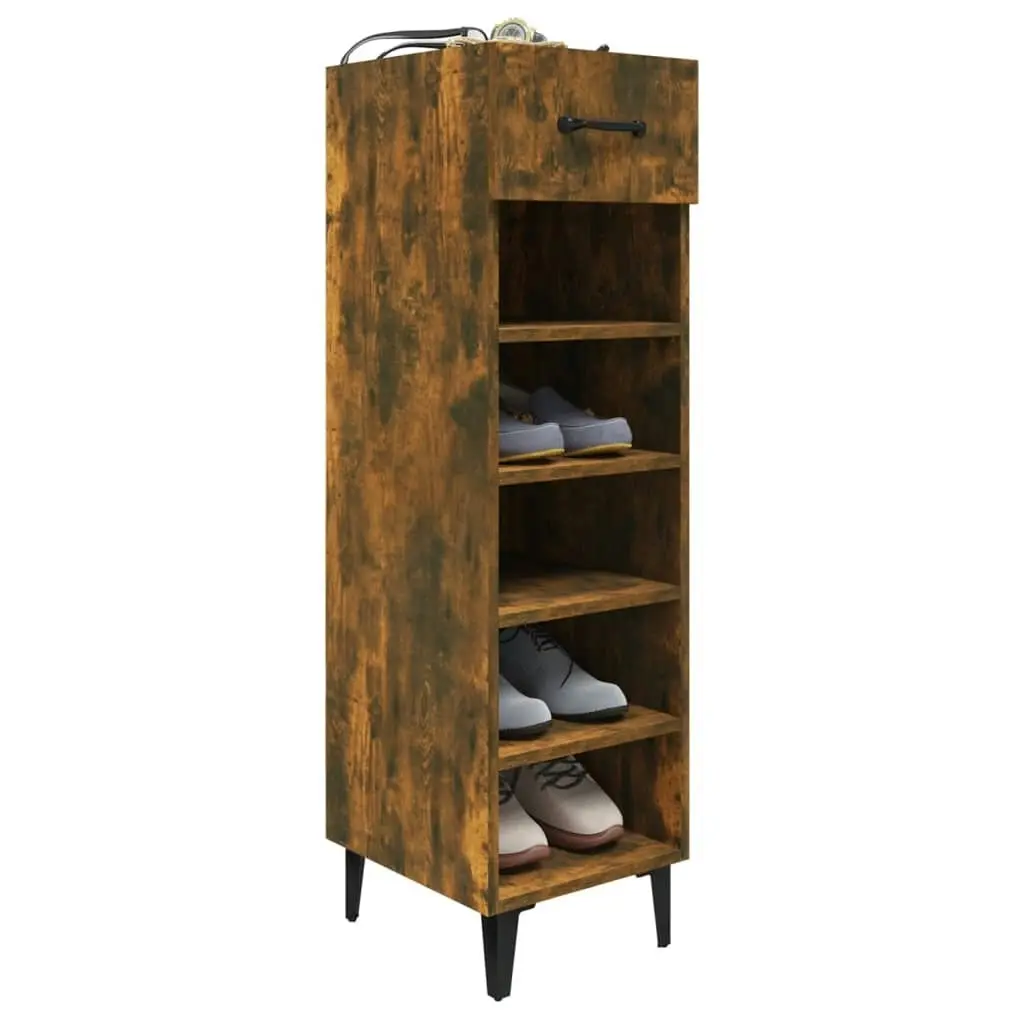 Shoe Cabinet Smoked Oak 30x35x105 cm Engineered Wood 817564