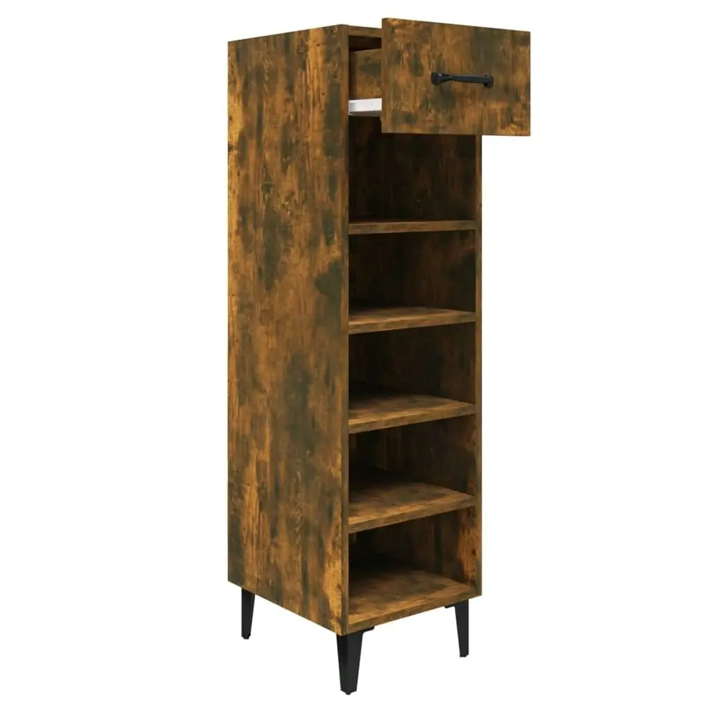 Shoe Cabinet Smoked Oak 30x35x105 cm Engineered Wood 817564