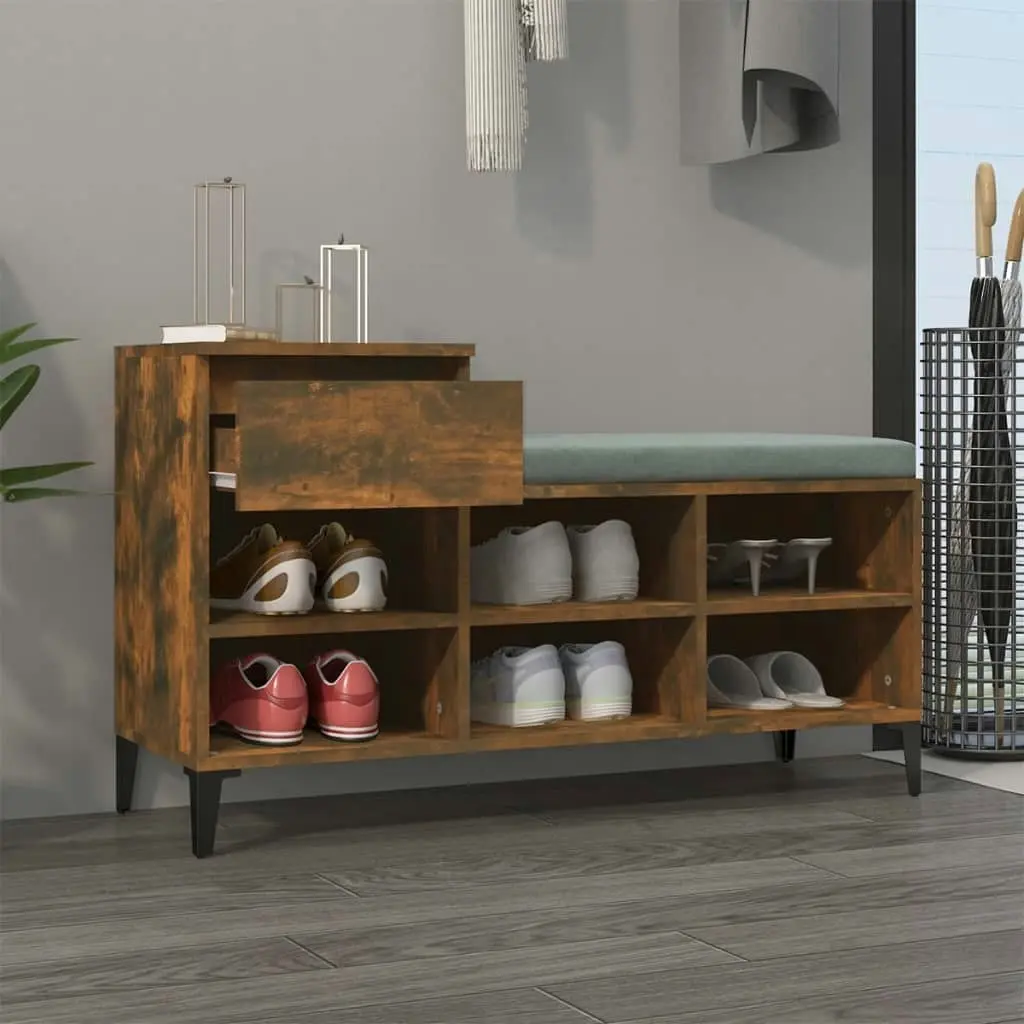 Shoe Cabinet Smoked Oak 102x36x60 cm Engineered Wood 821217