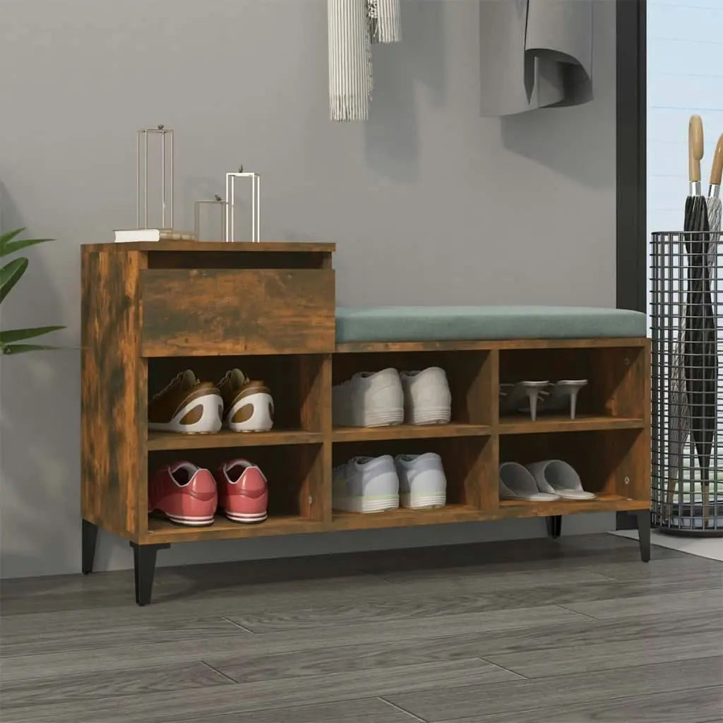 Shoe Cabinet Smoked Oak 102x36x60 cm Engineered Wood 821217