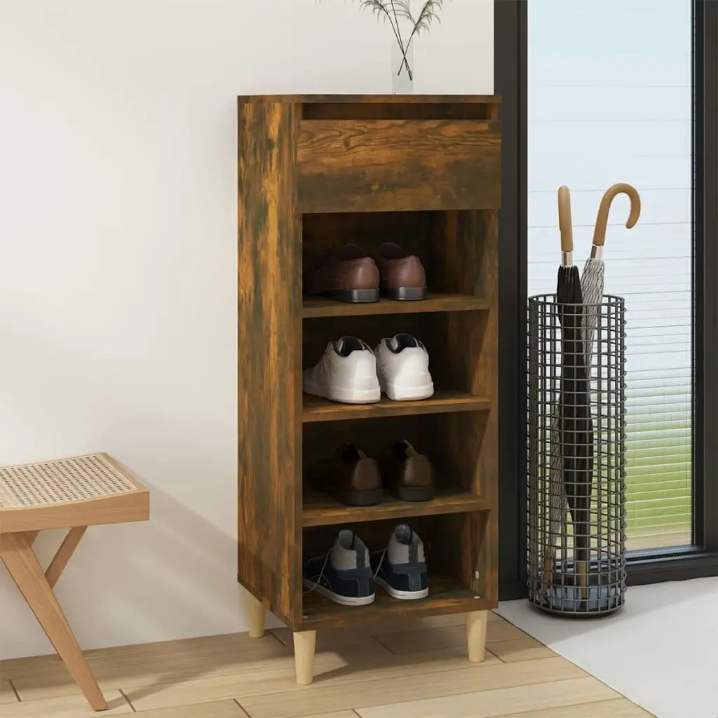 Shoe Cabinet Smoked Oak 40x36x105 cm Engineered Wood 819777