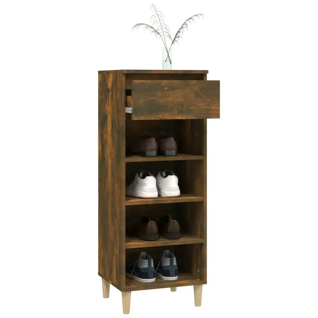 Shoe Cabinet Smoked Oak 40x36x105 cm Engineered Wood 819777