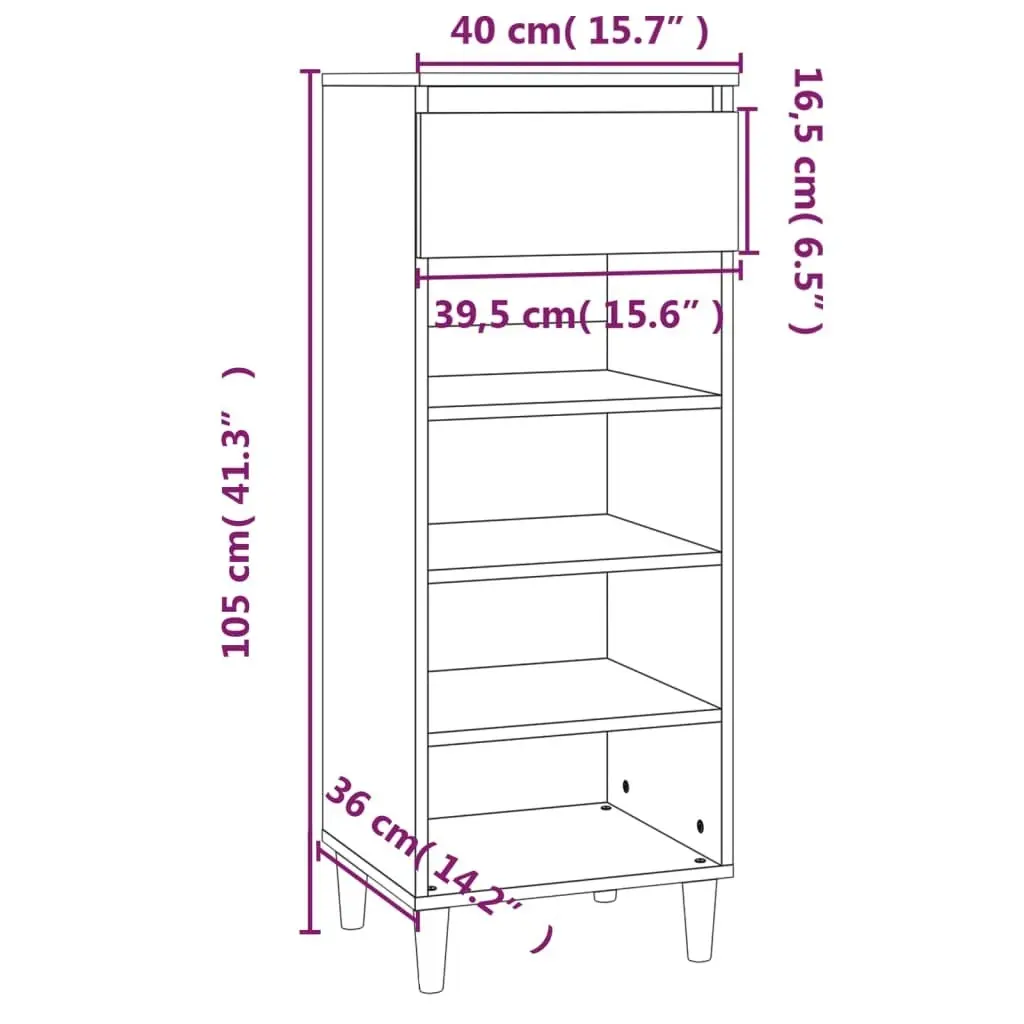 Shoe Cabinet Smoked Oak 40x36x105 cm Engineered Wood 819777