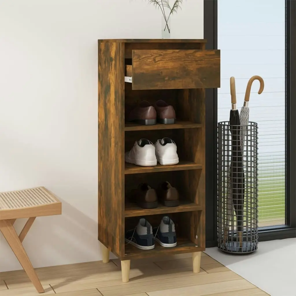 Shoe Cabinet Smoked Oak 40x36x105 cm Engineered Wood 819777