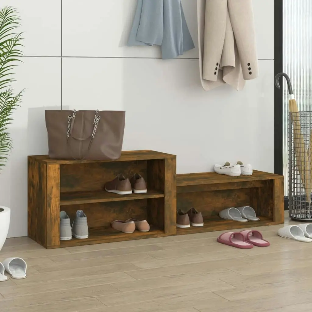 Shoe Cabinet Smoked Oak 150x35x45 cm Engineered Wood 816917