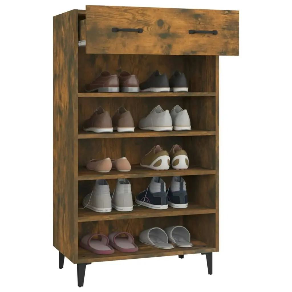 Shoe Cabinet Smoked Oak 60x35x105 cm Engineered Wood 817558