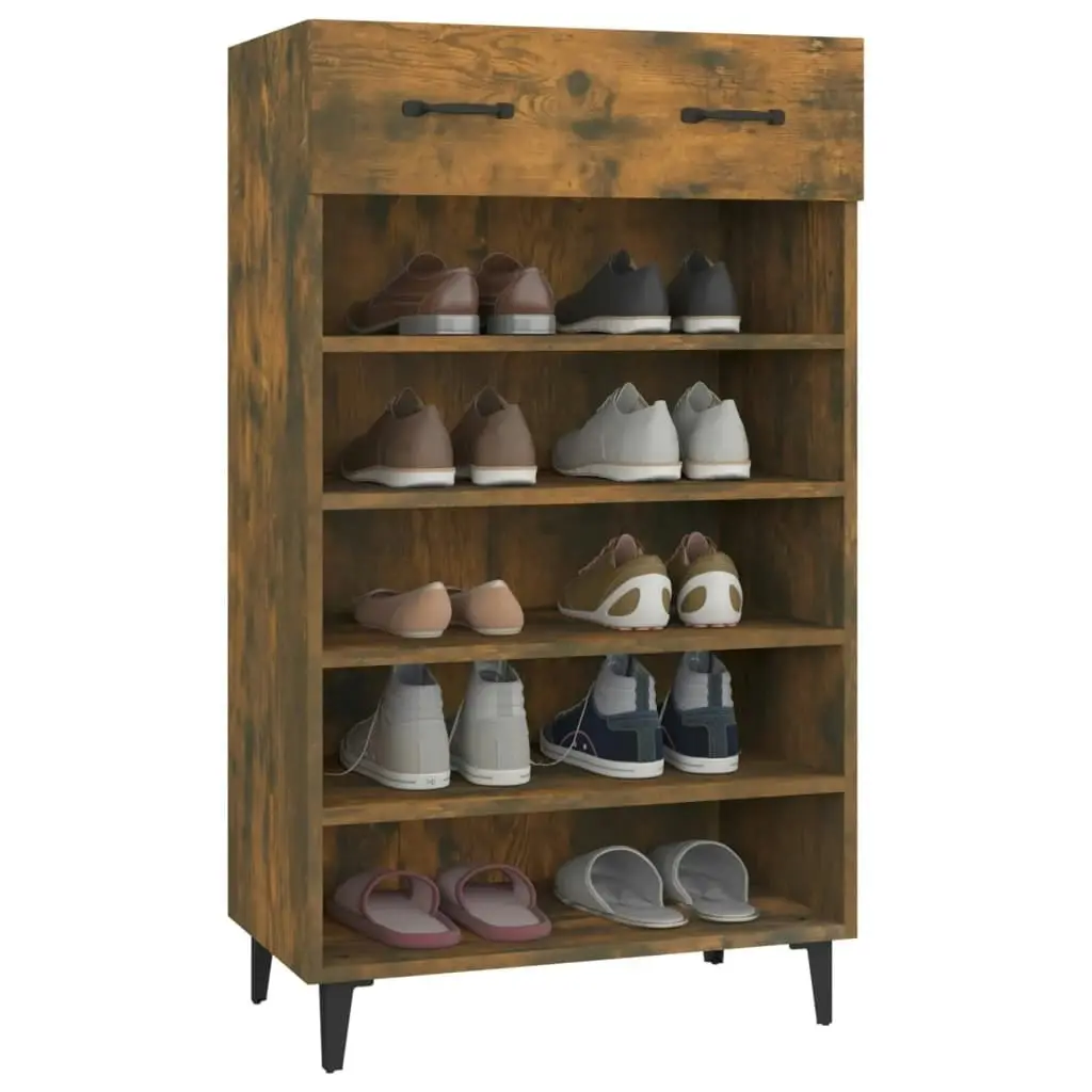 Shoe Cabinet Smoked Oak 60x35x105 cm Engineered Wood 817558