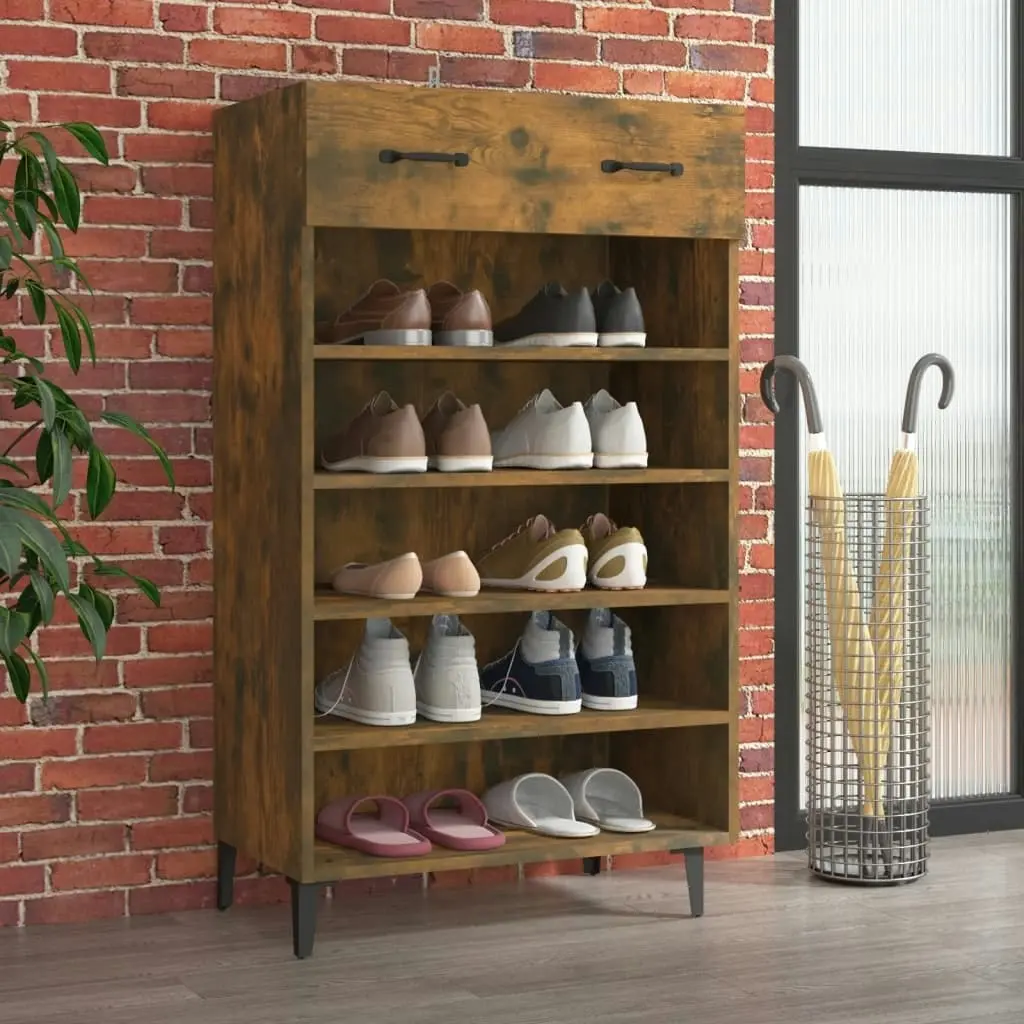 Shoe Cabinet Smoked Oak 60x35x105 cm Engineered Wood 817558