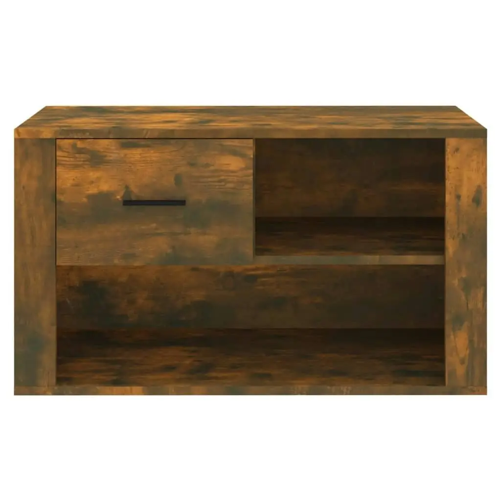 Shoe Cabinet Smoked Oak 80x35x45 cm Engineered Wood 816757