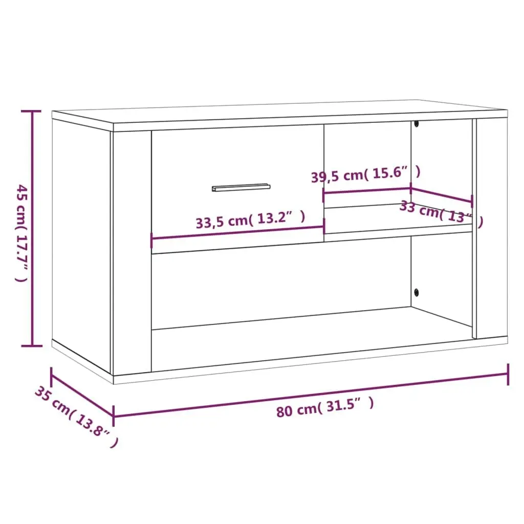 Shoe Cabinet Smoked Oak 80x35x45 cm Engineered Wood 816757