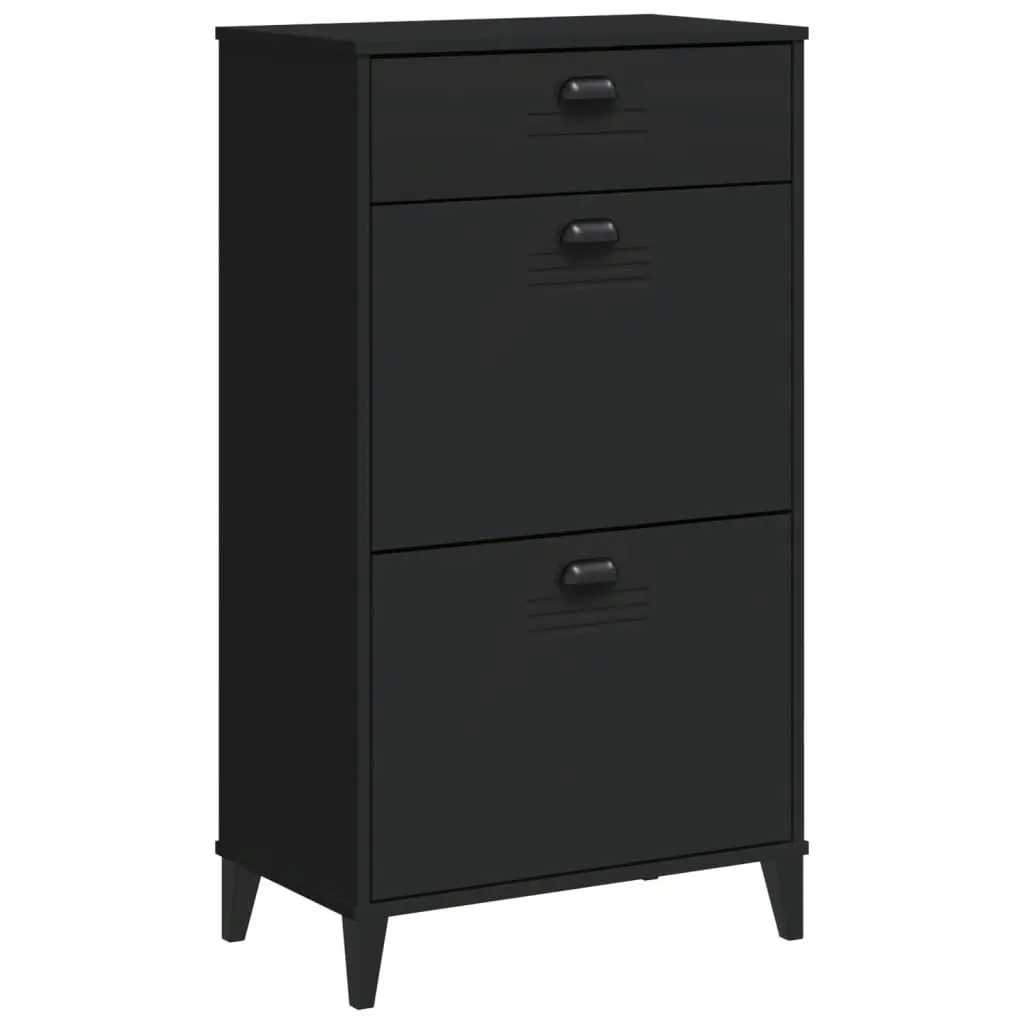 Shoe Cabinet VIKEN Black Solid Wood Pine 374927