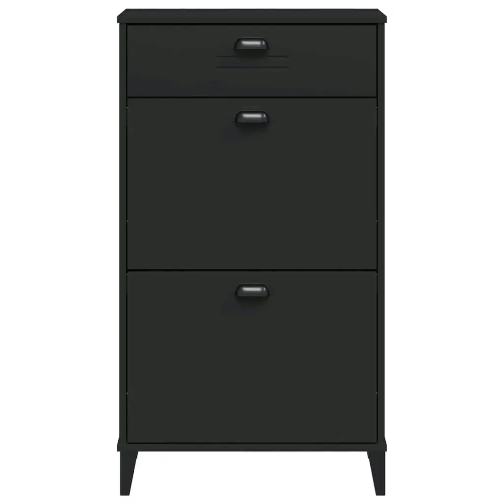 Shoe Cabinet VIKEN Black Solid Wood Pine 374927