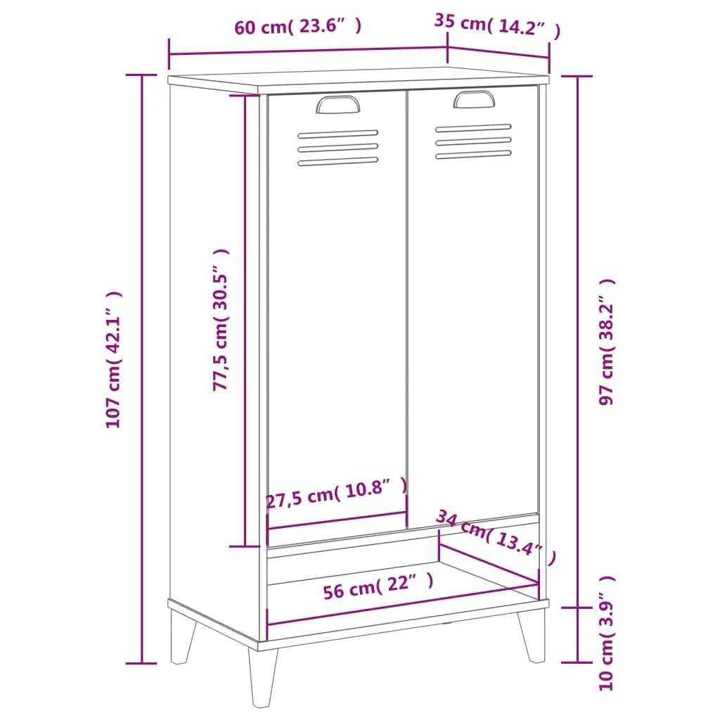 Shoe Cabinet VIKEN White Solid Wood Pine 374923