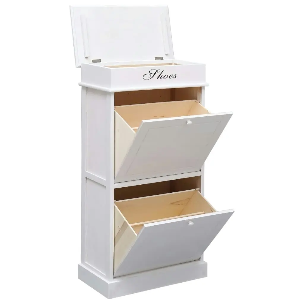 Shoe Cabinet White 50x28x98 cm Paulownia Wood 284091