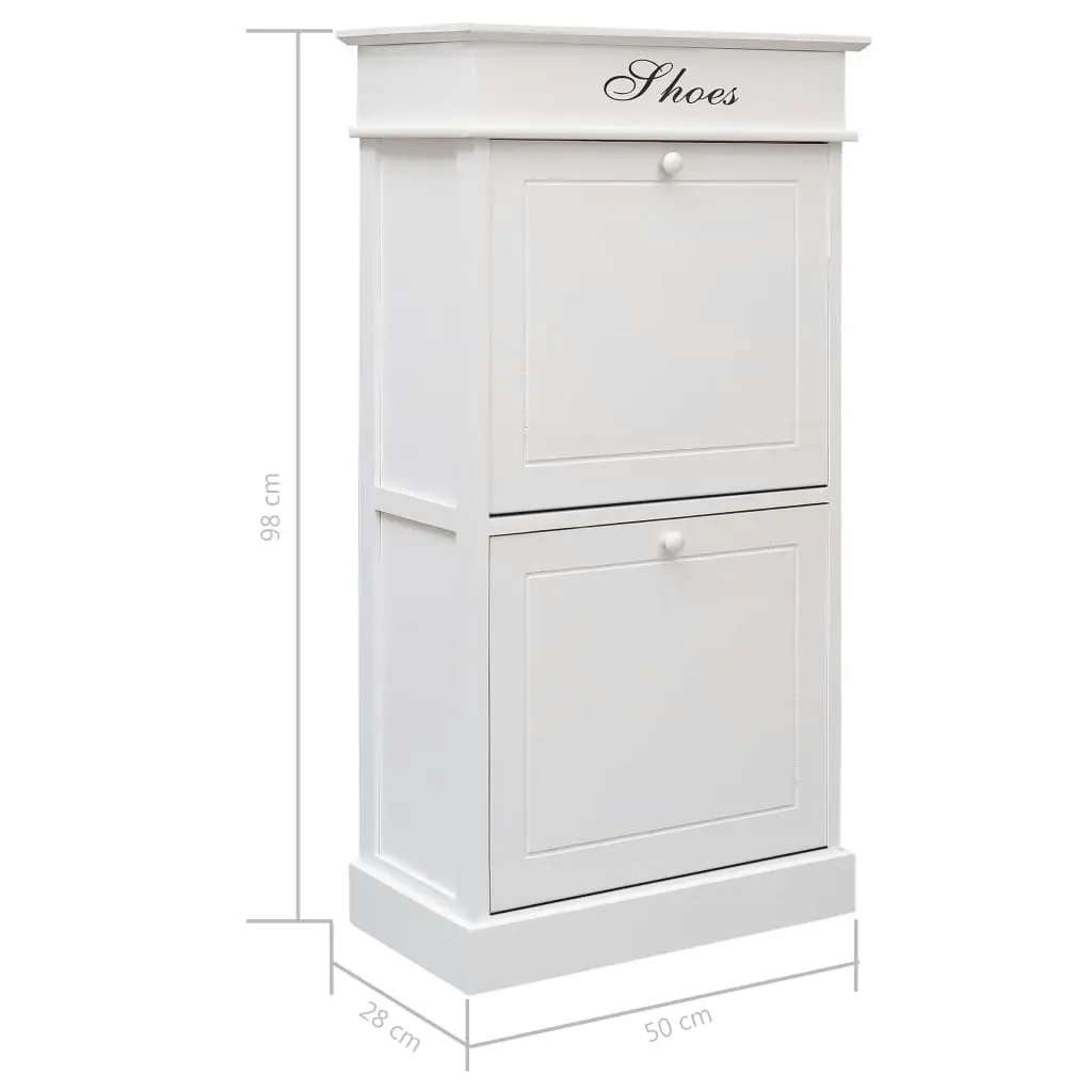 Shoe Cabinet White 50x28x98 cm Paulownia Wood 284091