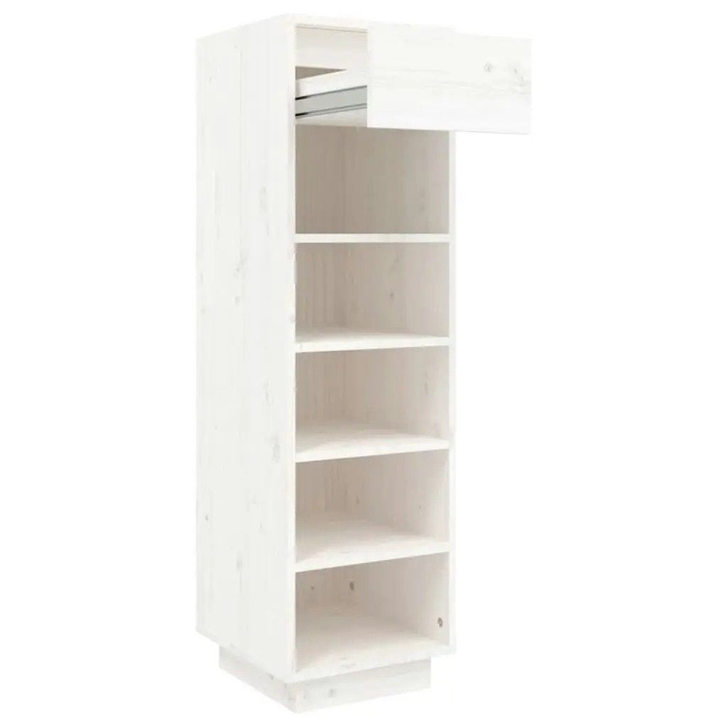 Shoe Cabinet White 30x34x105 cm Solid Wood Pine 813556