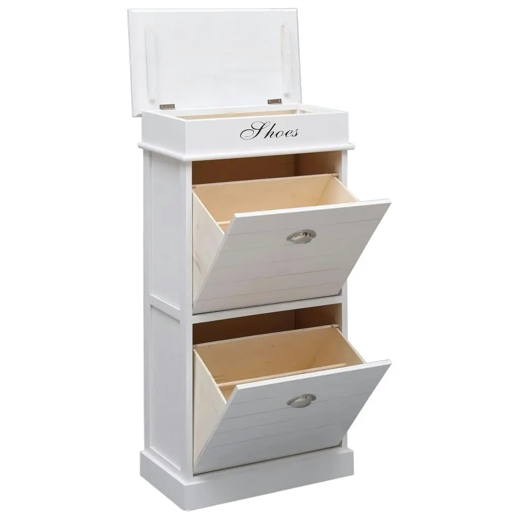 Shoe Cabinet White 50x28x98 cm Paulownia Wood 284089