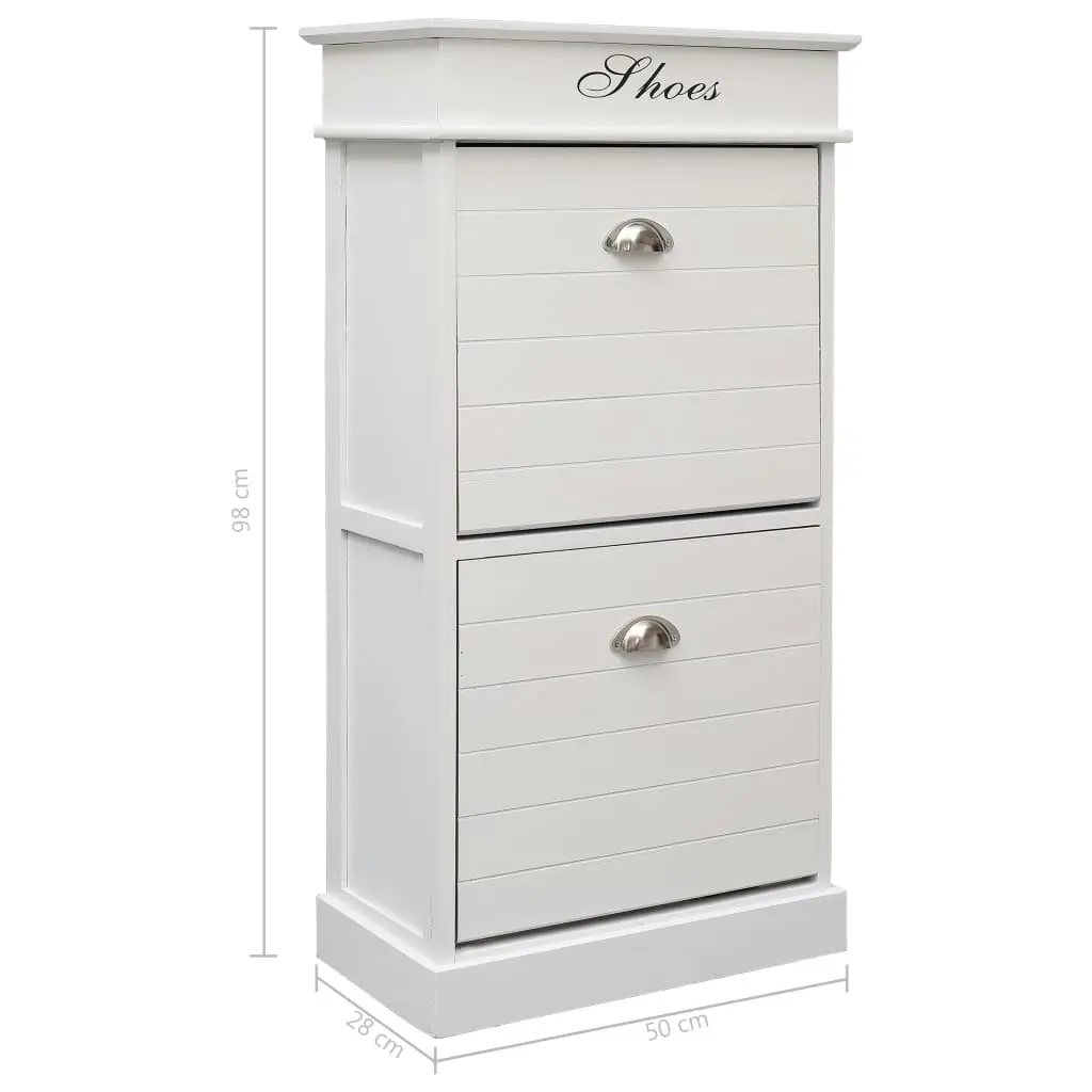 Shoe Cabinet White 50x28x98 cm Paulownia Wood 284089