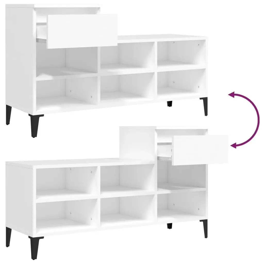 Shoe Cabinet White 102x36x60 cm Engineered Wood 821212