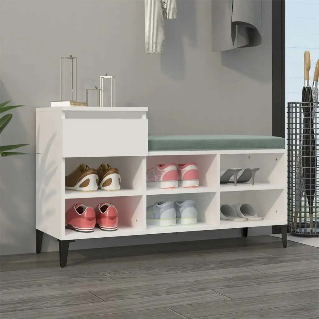 Shoe Cabinet White 102x36x60 cm Engineered Wood 821212