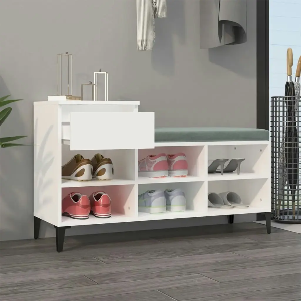 Shoe Cabinet White 102x36x60 cm Engineered Wood 821212