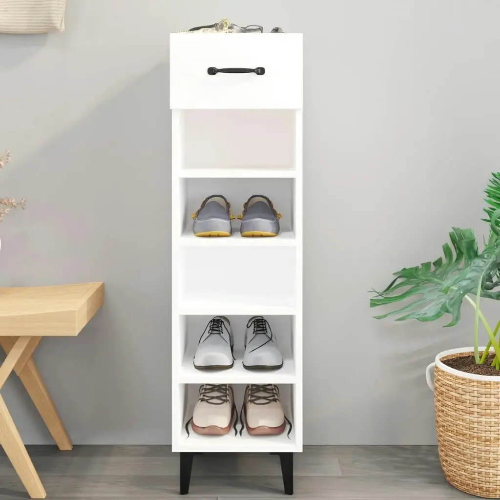 Shoe Cabinet White 30x35x105 cm Engineered Wood 812807