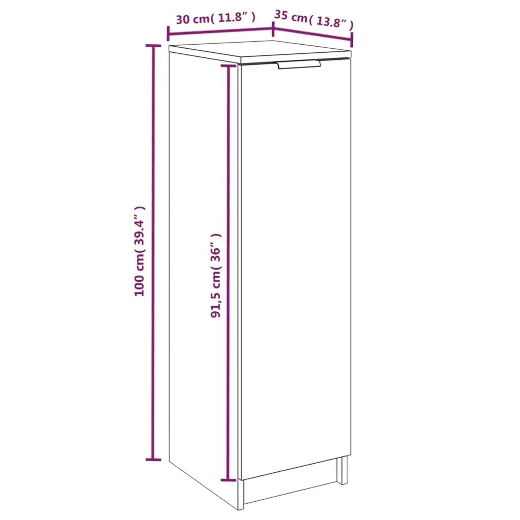 Shoe Cabinet White 30x35x100 cm Engineered Wood 811430