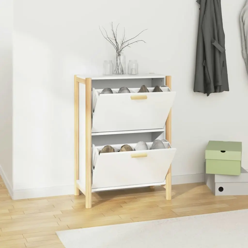 Shoe Cabinet White 57.5x33x80 cm Engineered Wood 345684