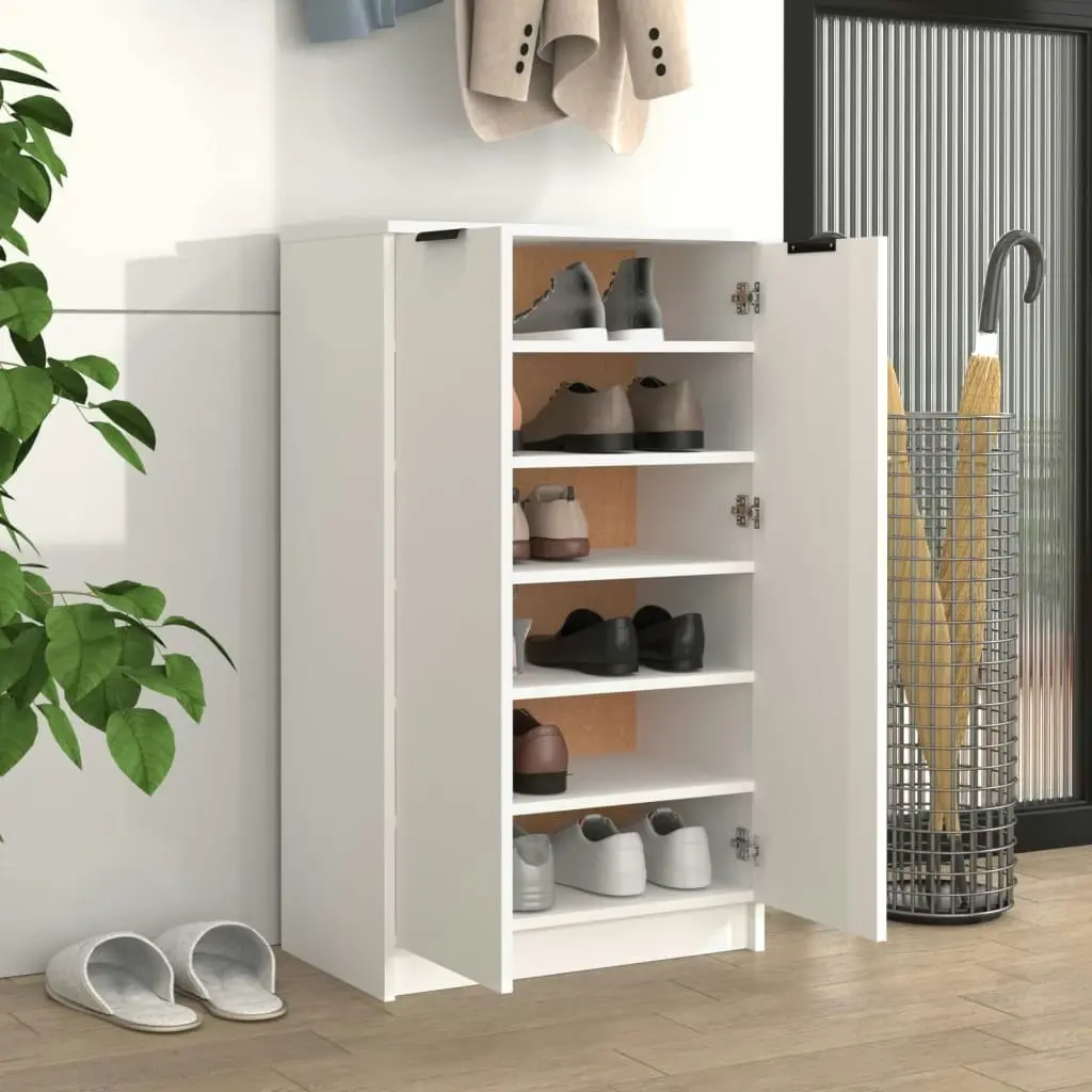 Shoe Cabinet White 59x35x100 cm Engineered Wood 811439