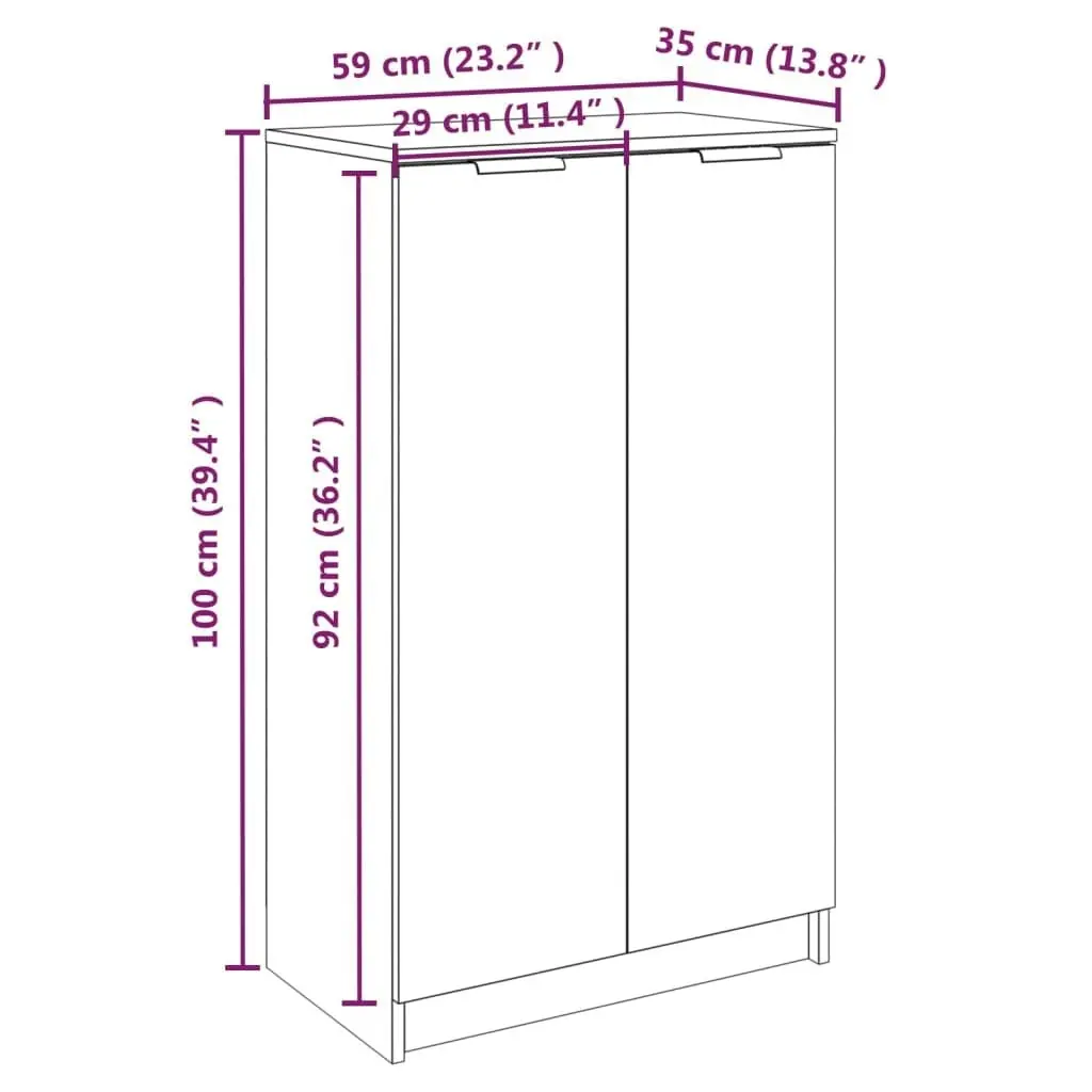 Shoe Cabinet White 59x35x100 cm Engineered Wood 811439