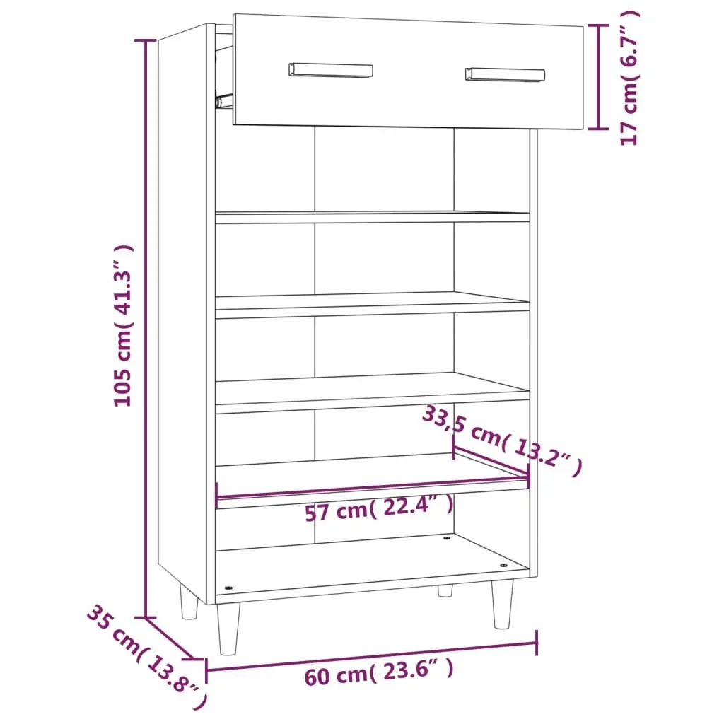 Shoe Cabinet White 60x35x105 cm Engineered Wood 812780