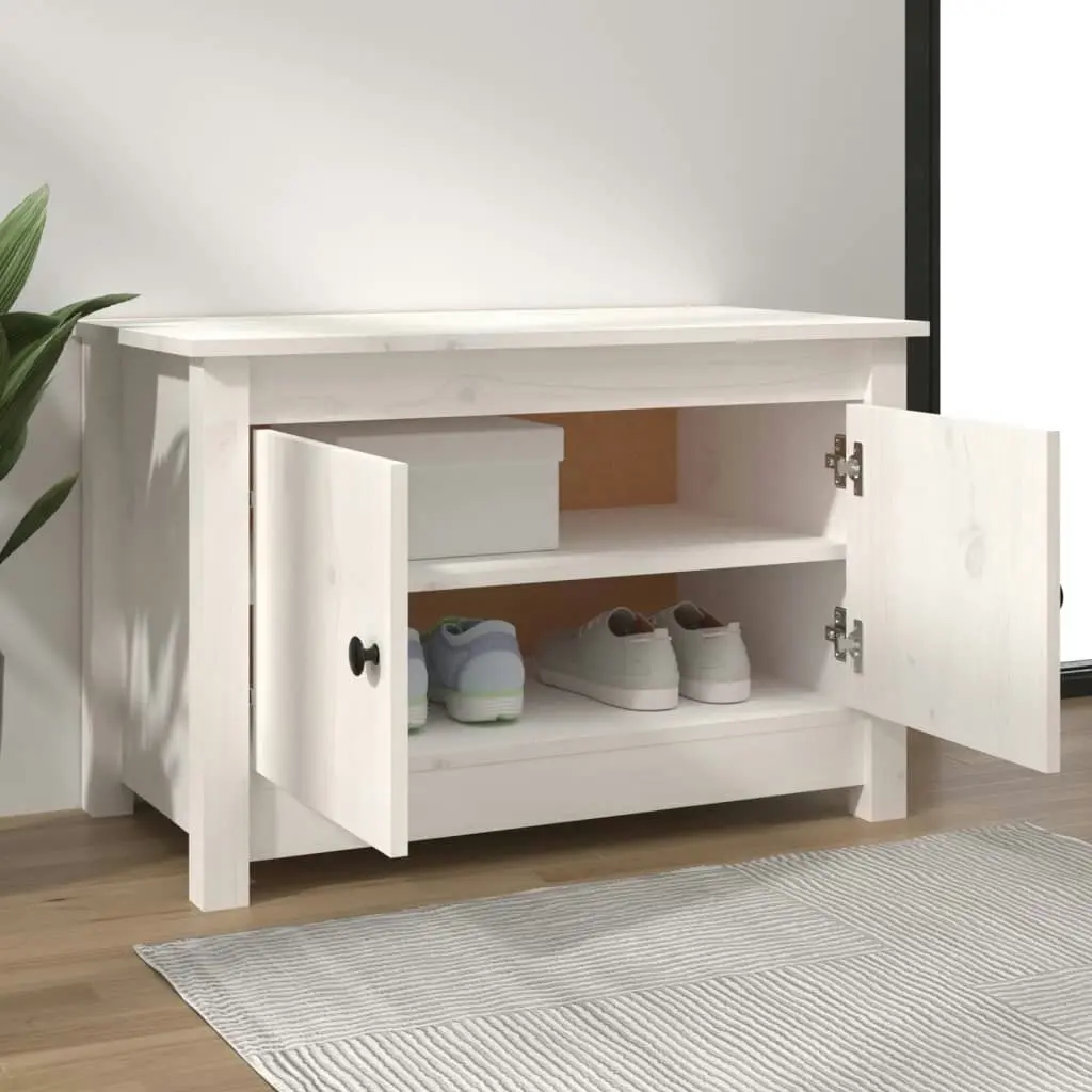 Shoe Cabinet White 70x38x45.5 cm Solid Wood Pine 813780