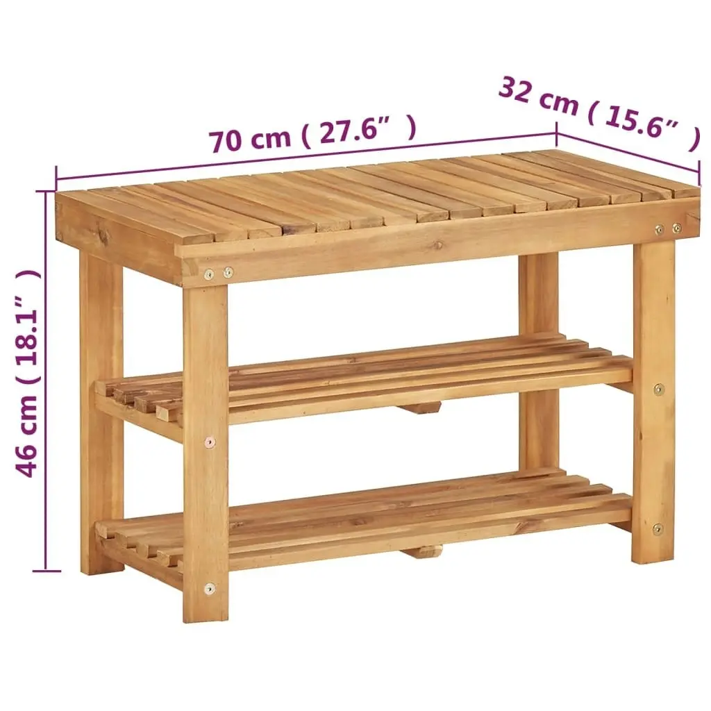 Shoe Rack 70x32x46 cm Solid Acacia Wood 45930