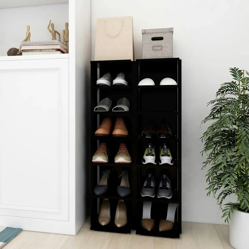 Shoe Cabinets 2 pcs Black 27.5x27x102 cm 808488