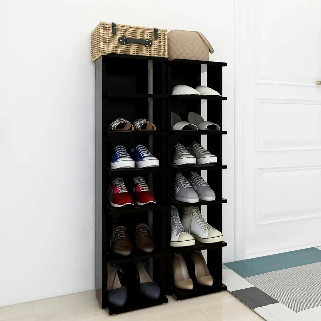 Shoe Cabinets 2 pcs Black 27.5x27x102 cm 808488