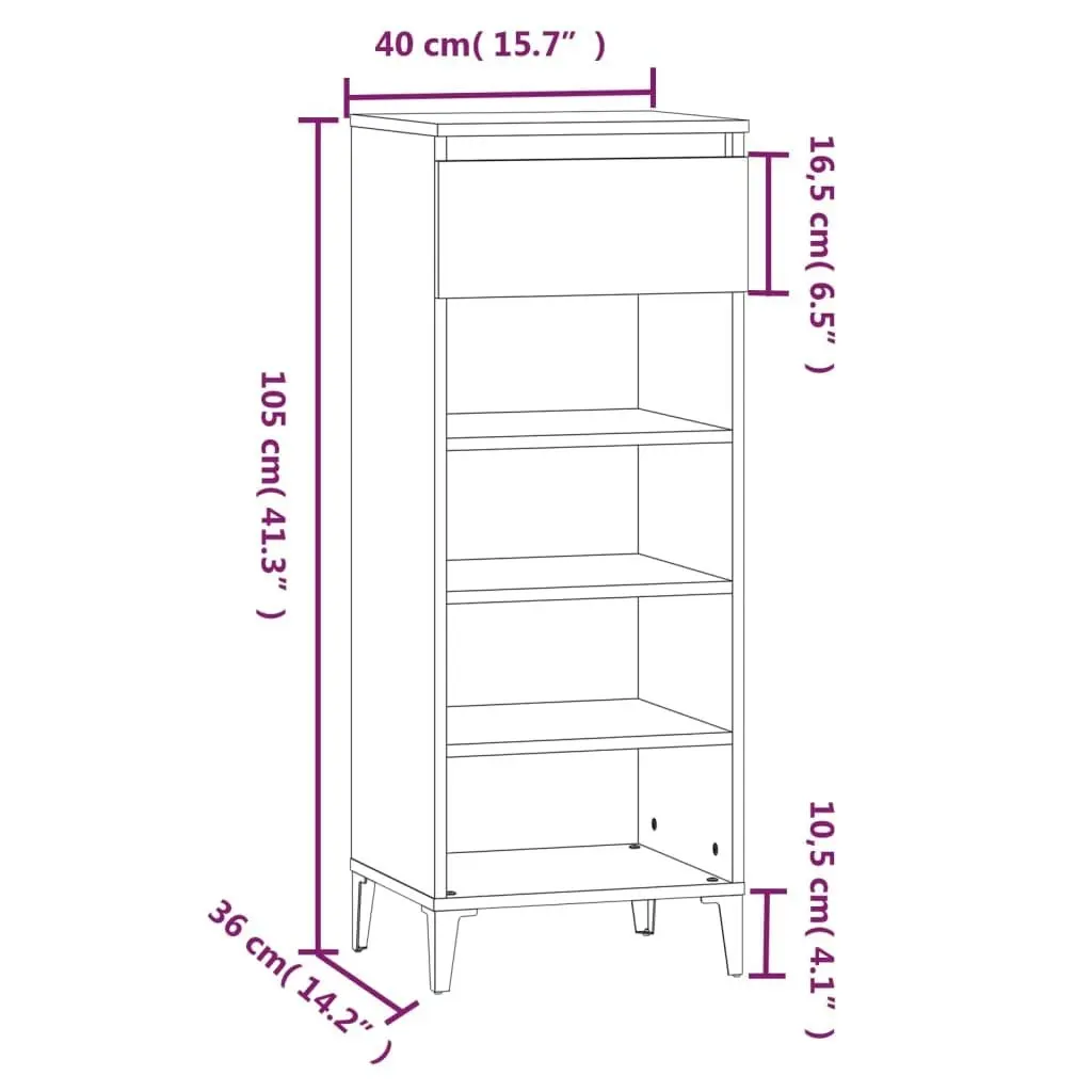 Shoe Rack Black 40x36x105 cm Engineered Wood 819781