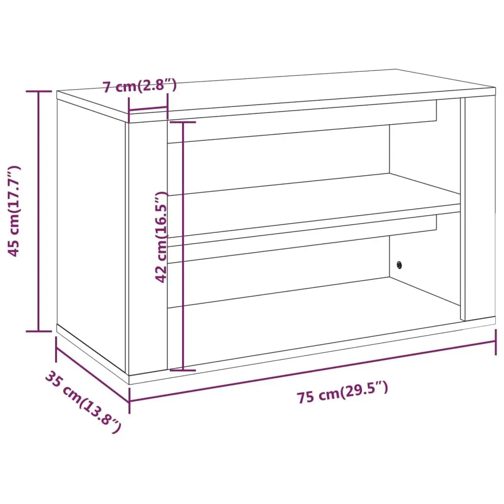 Shoe Rack Black 75x35x45 cm Engineered Wood 816897