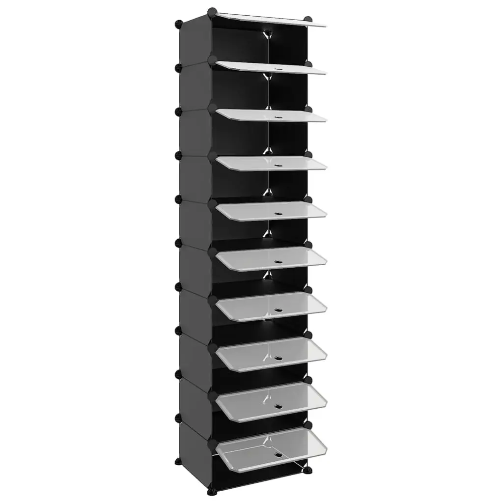 Shoe Rack Black 44x32x174 cm PP 340560