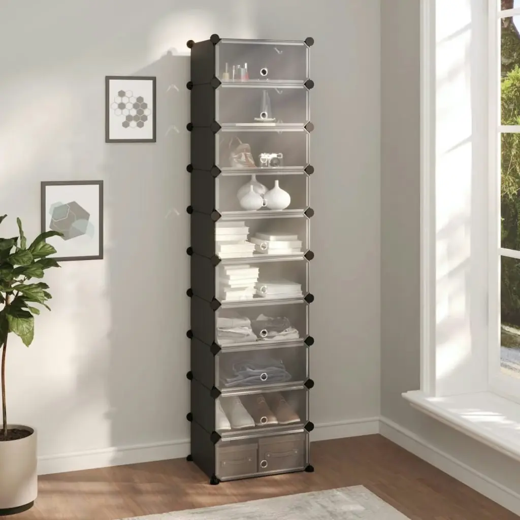 Shoe Rack Black 44x32x174 cm PP 340560