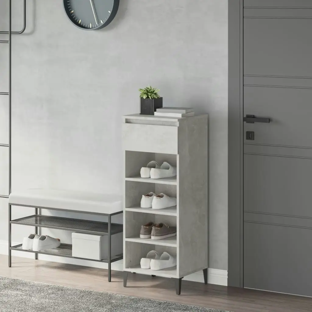 Shoe Rack Concrete Grey 40x36x105 cm Engineered Wood 819784