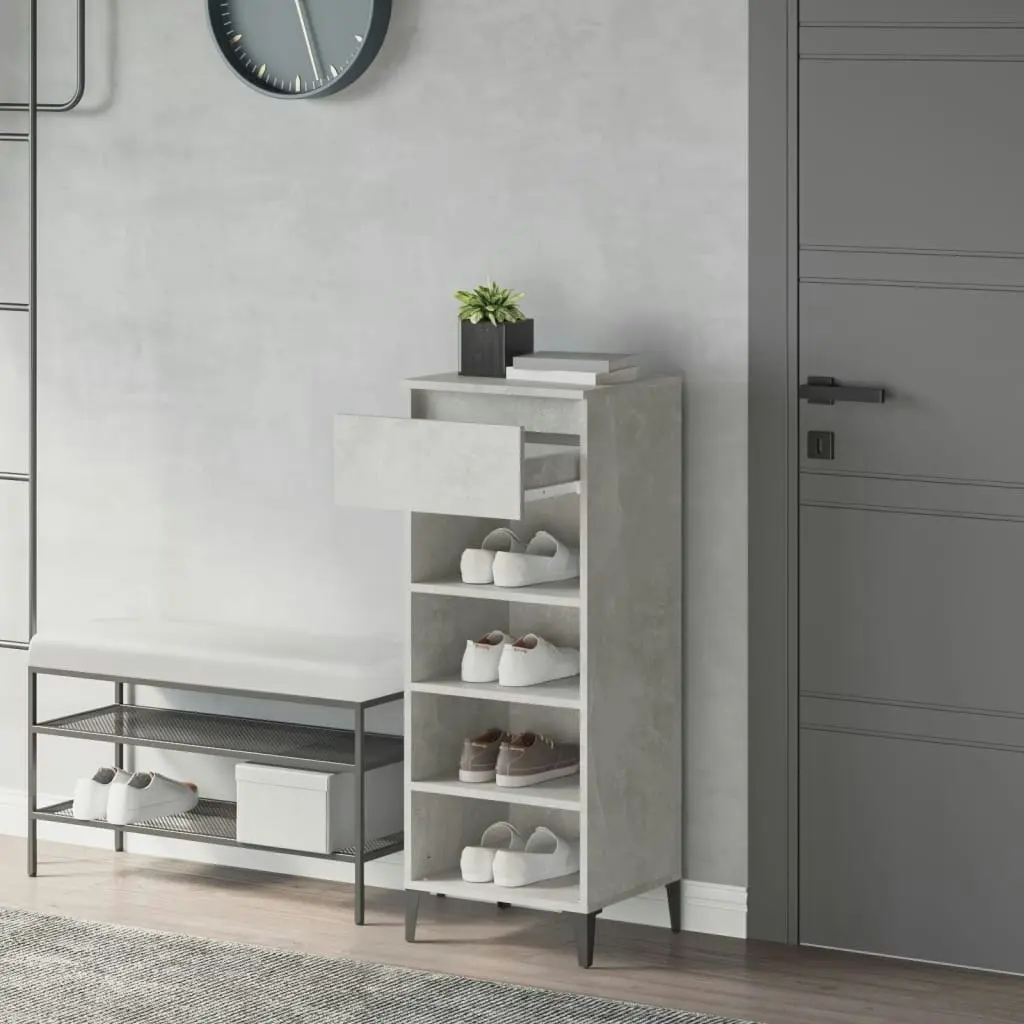 Shoe Rack Concrete Grey 40x36x105 cm Engineered Wood 819784