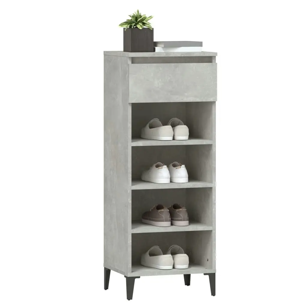 Shoe Rack Concrete Grey 40x36x105 cm Engineered Wood 819784