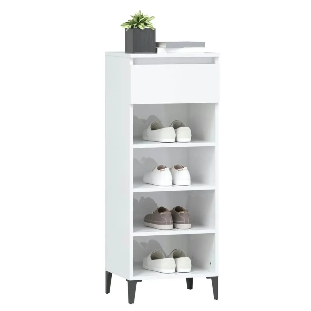 Shoe Rack High Gloss White 40x36x105 cm Engineered Wood 819782