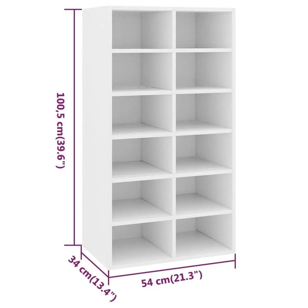 Shoe Rack White 54x34x100.5 cm Engineered Wood 800396