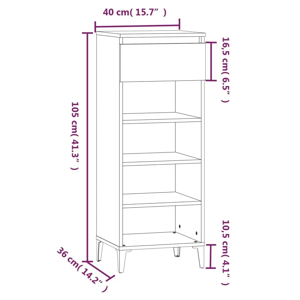 Shoe Rack Sonoma Oak 40x36x105 cm Engineered Wood 819783