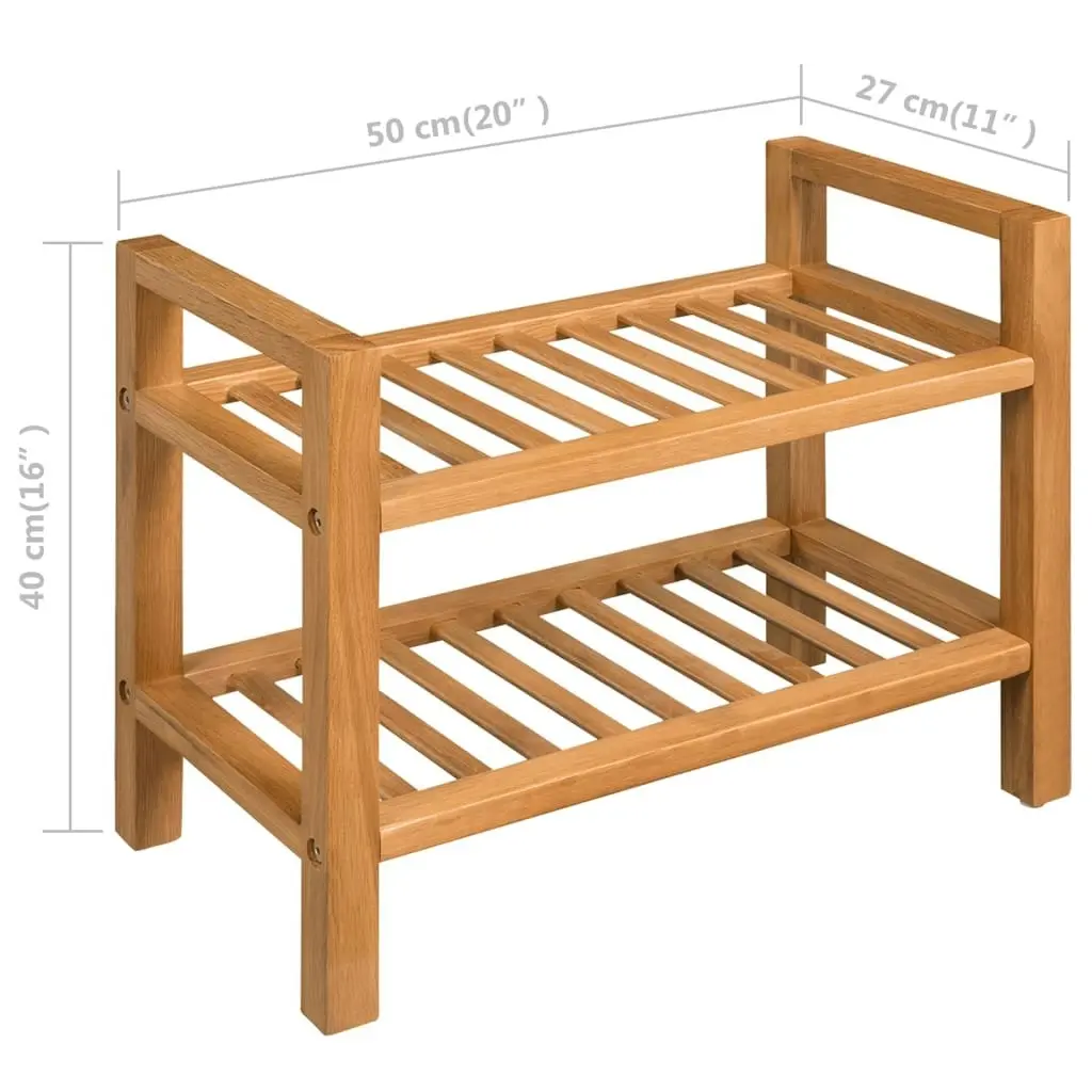 Shoe Rack with 2 Shelves 50x27x40 cm Solid Oak Wood 244208